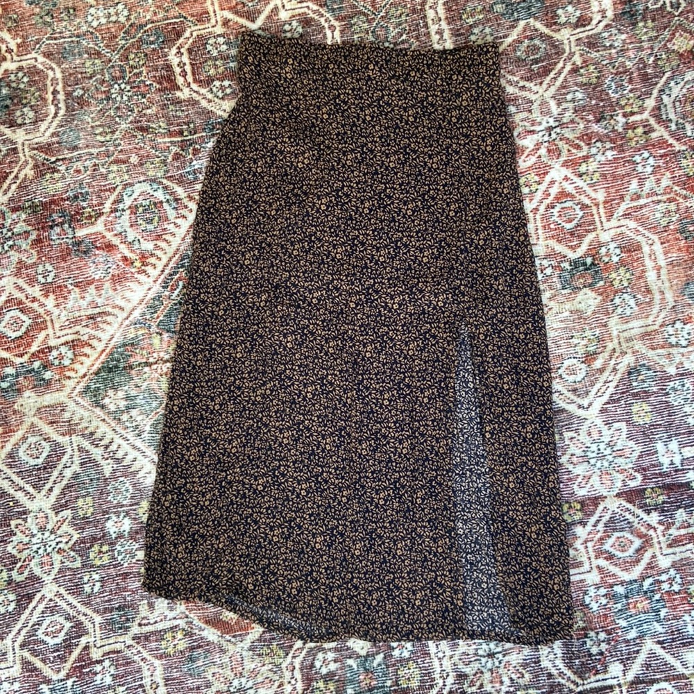 American eagle floral slit midi skirt